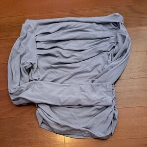 Light Blue Ruffle Fold-Over Long Sleeve Top